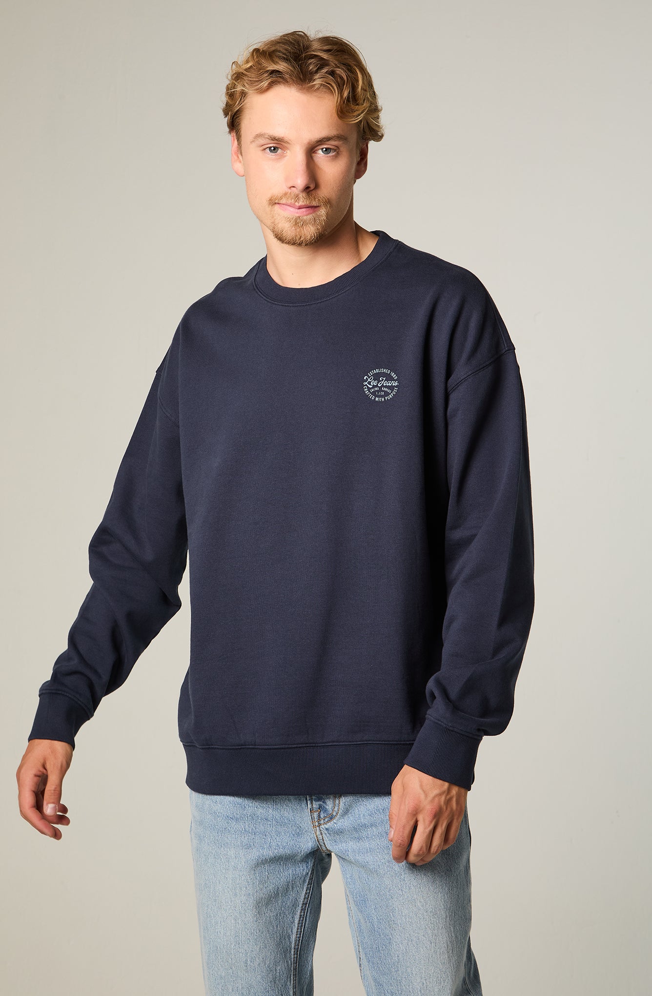 Poleron Hombre Regular Azul Crew