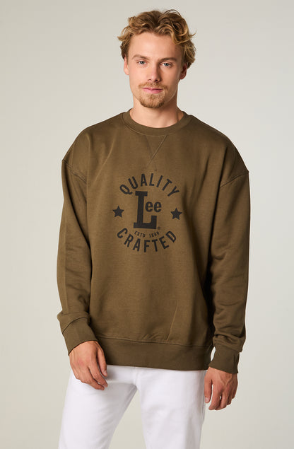 Poleron Lee Crew Militar Green