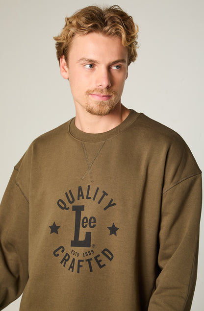 Poleron Lee Crew Militar Green
