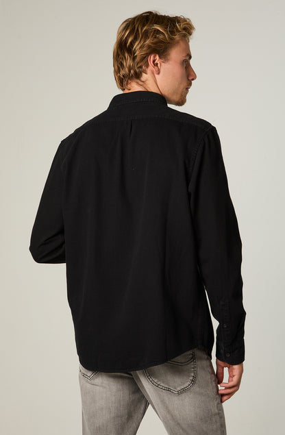 Camisa Hombre Button Down Black Denim