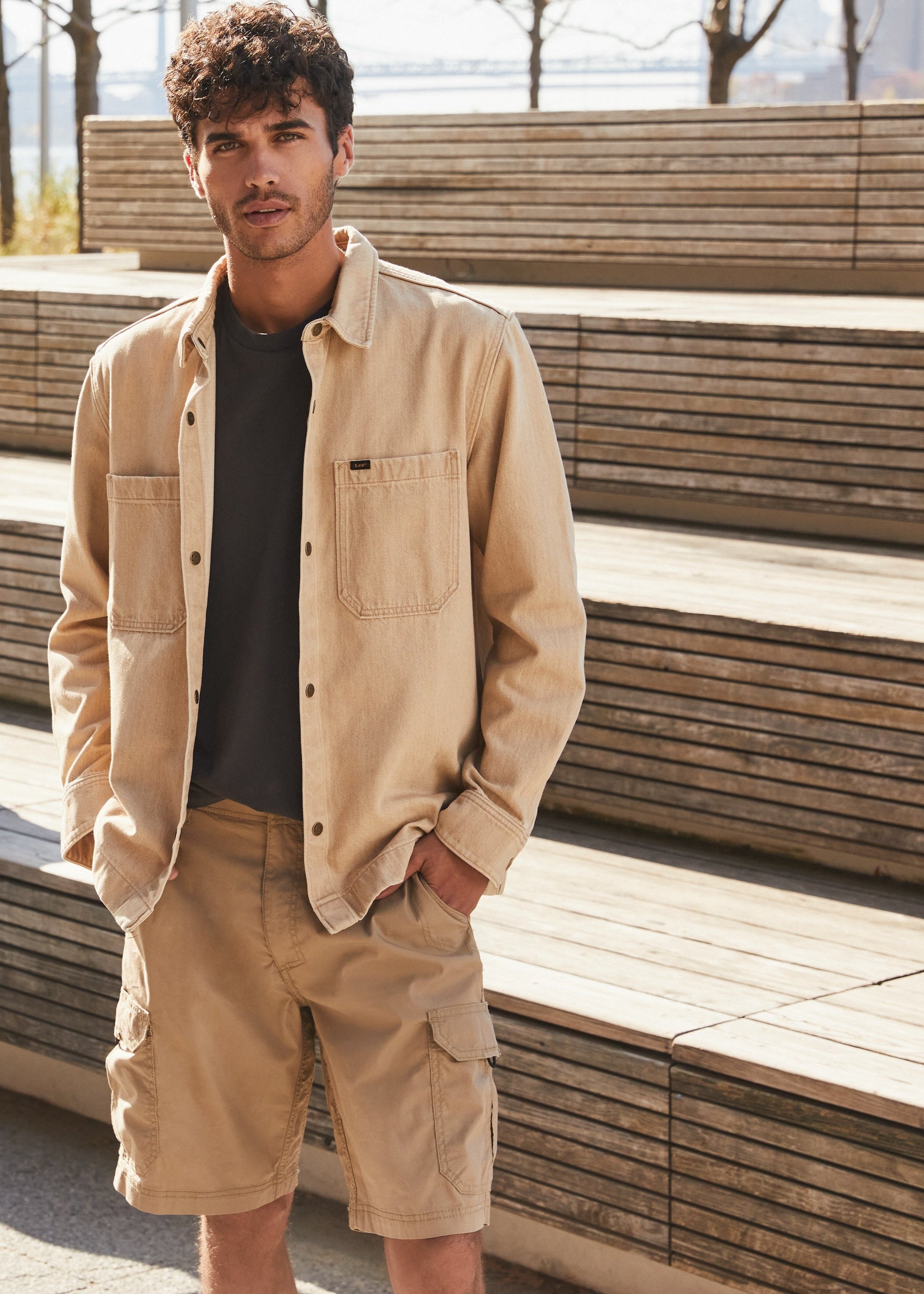 Shorts Hombre Cargo Beige