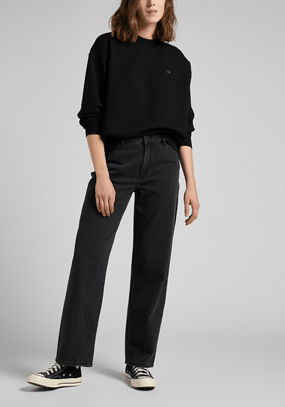 Jeans Mujer Tiro Alto Wide Leg Long Relaxed Fit Black Duns