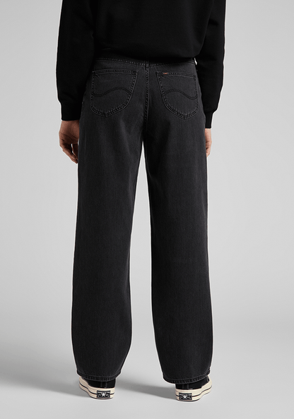 Jeans Mujer Tiro Alto Wide Leg Long Relaxed Fit Black Duns