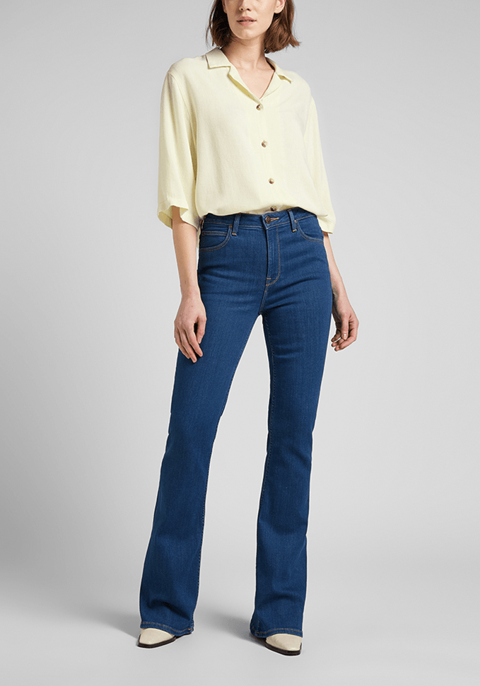 Jeans Mujer Tiro Alto Breese Flare Fit Dark Zuri