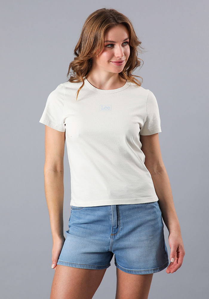 Polera Mujer Shrunken Tee Ecru