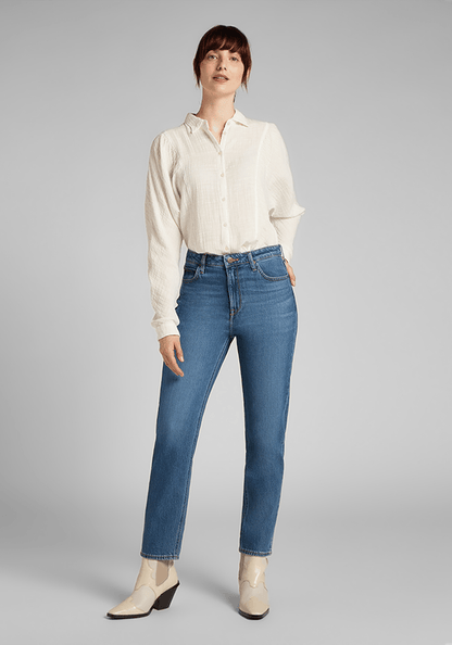 Blusa Mujer Volume Sleeve Shirt White Canvas