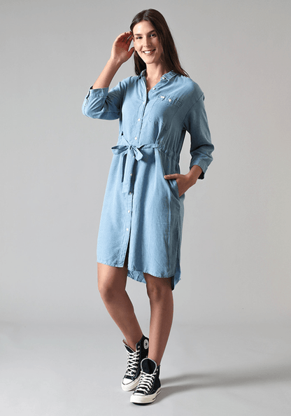 Vestido Mujer Long Dress Faded Blue