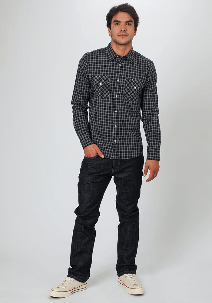 Camisa Hombre Slim Fit Clean Western Sky Captain Check