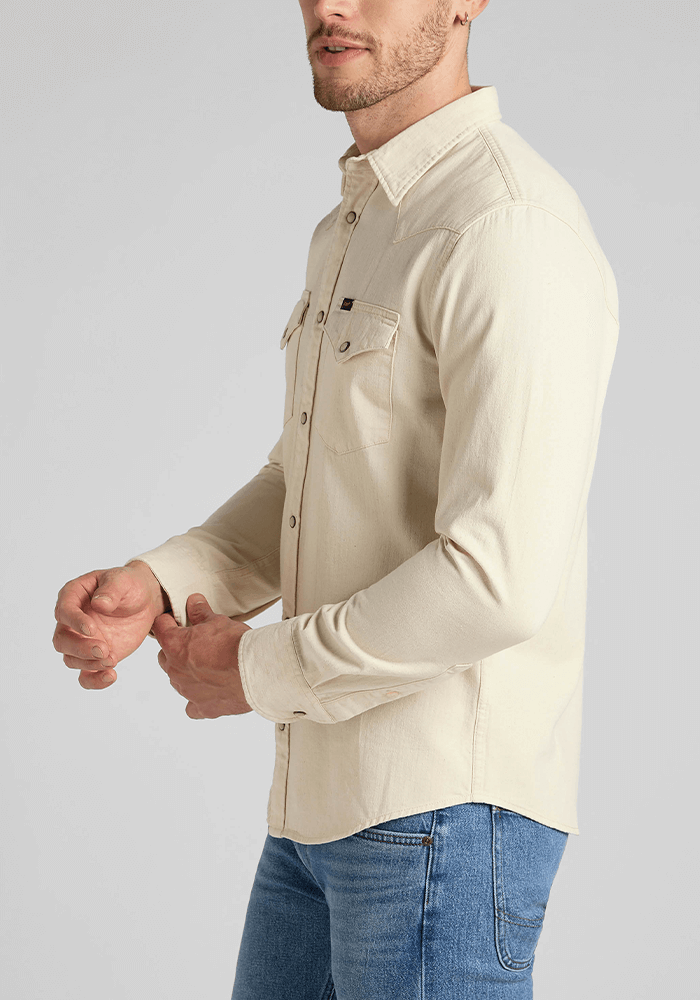Camisa Hombre Regular Western Shirt Ecru