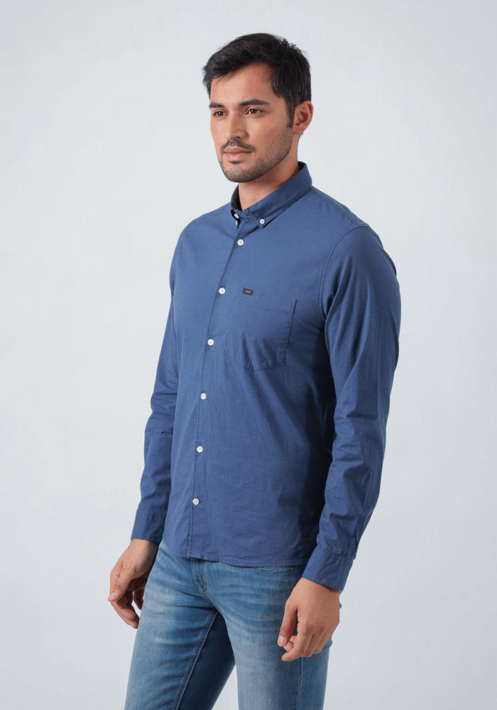 Camisa Hombre Lee Slim Button Down Azul