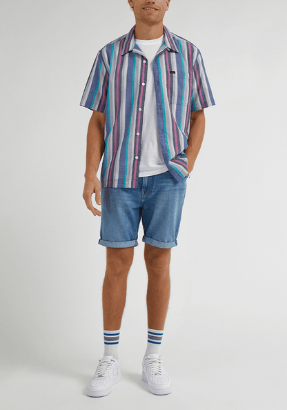 Camisa Hombre Manga Corta Resort Anthem Blue