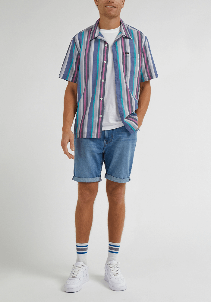 Camisa Hombre Manga Corta Resort Anthem Blue