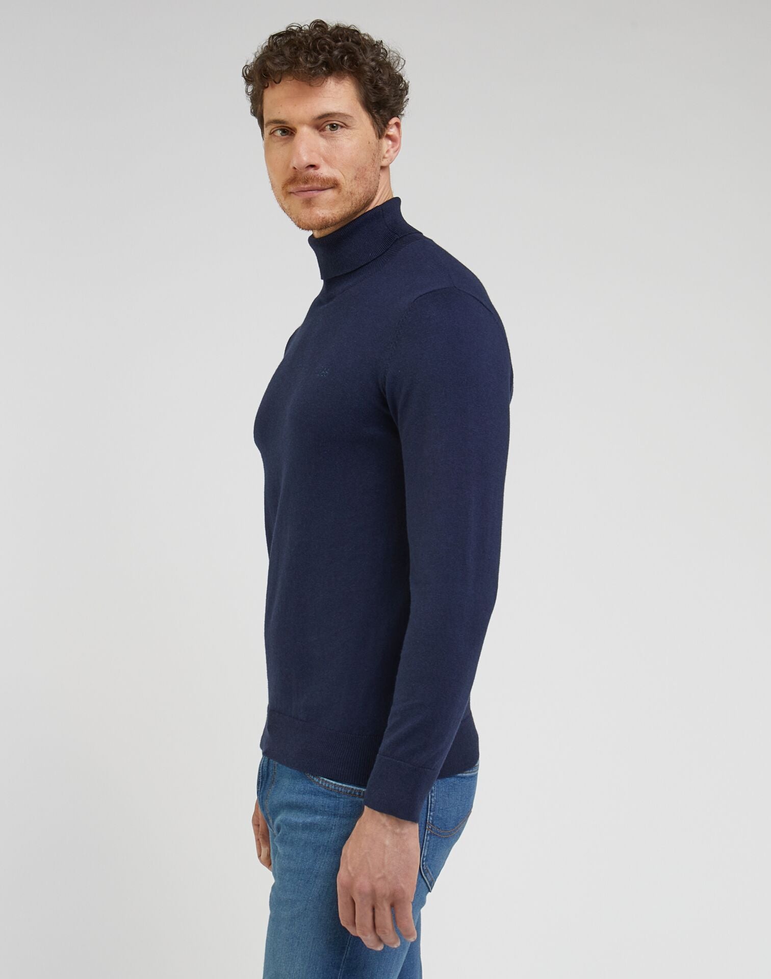 Sweater Hombre High Neck Knit Sky Captain