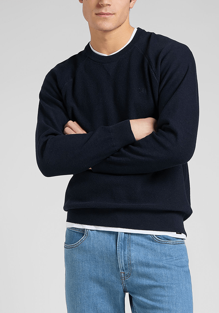 Sweater Hombre Raglan Crew Knit Navy