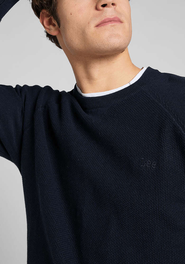Sweater Hombre Raglan Crew Knit Navy