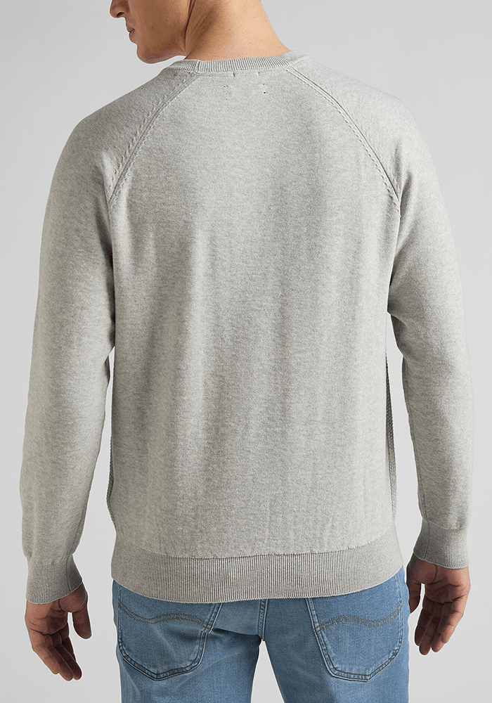 Sweater Hombre Raglan Crew Knit Grey Mele