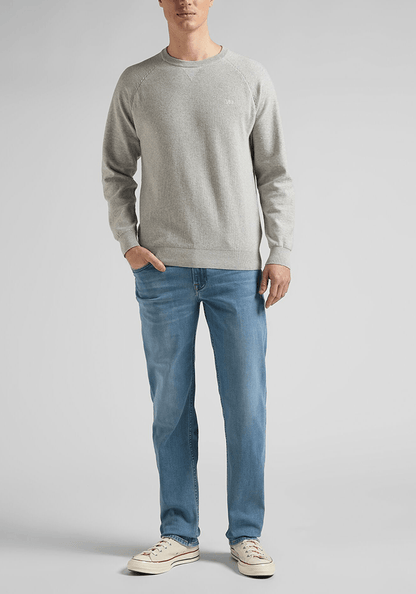 Sweater Hombre Raglan Crew Knit Grey Mele