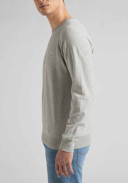 Sweater Hombre Raglan Crew Knit Grey Mele