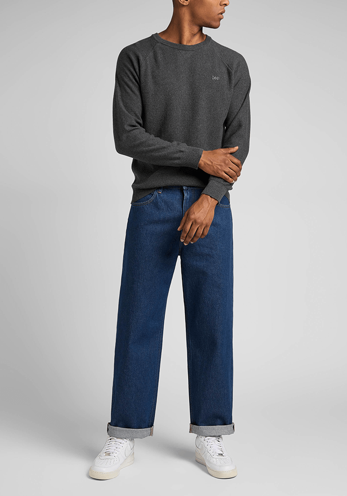 Sweater Hombre Raglan Crew Dark Grey Mele
