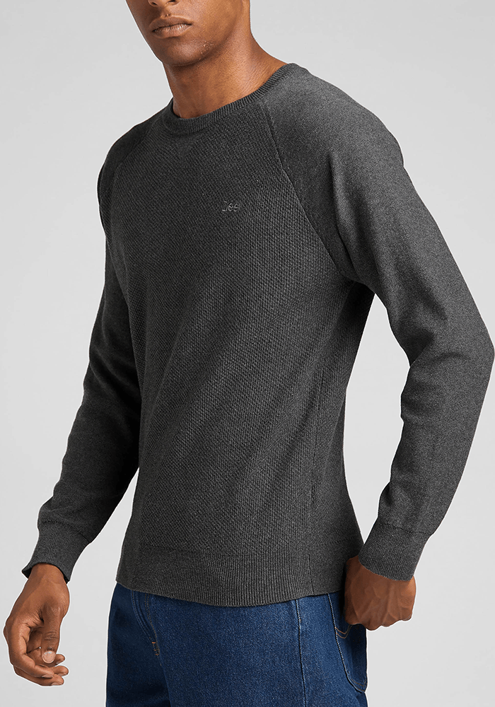 Sweater Hombre Raglan Crew Dark Grey Mele