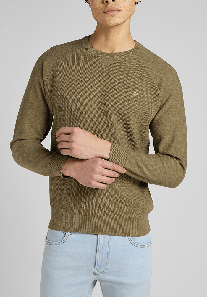 Sweater Hombre Raglan Crew Knit Brindle Green