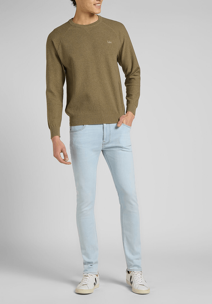 Sweater Hombre Raglan Crew Knit Brindle Green