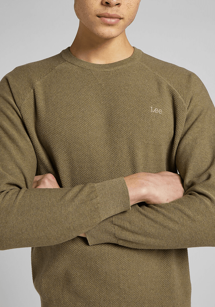 Sweater Hombre Raglan Crew Knit Brindle Green
