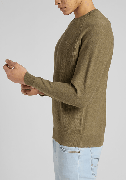 Sweater Hombre Raglan Crew Knit Brindle Green
