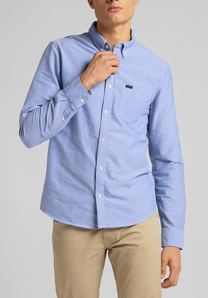 Camisa Hombre Button Down Azul - S