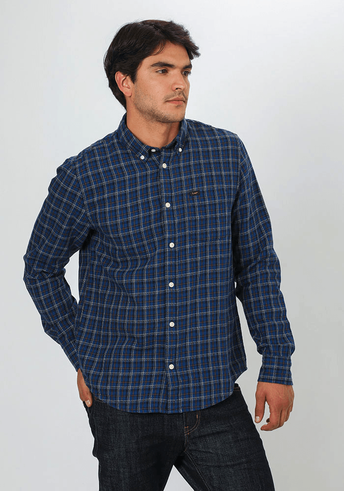 Camisa Hombre Lee Button Down Azul Check