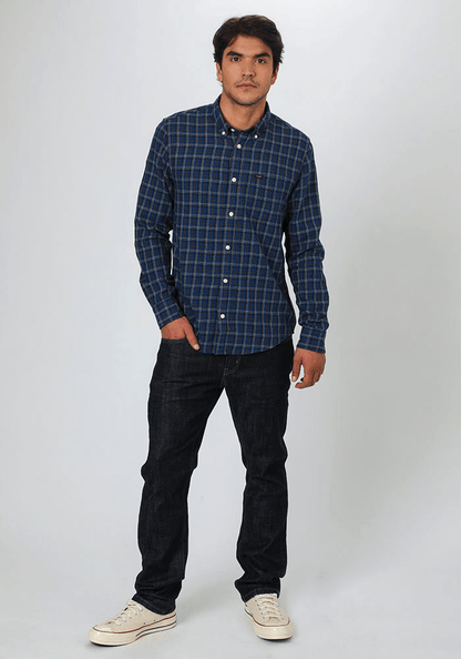 Camisa Hombre Lee® Button Down Washed Blue Check