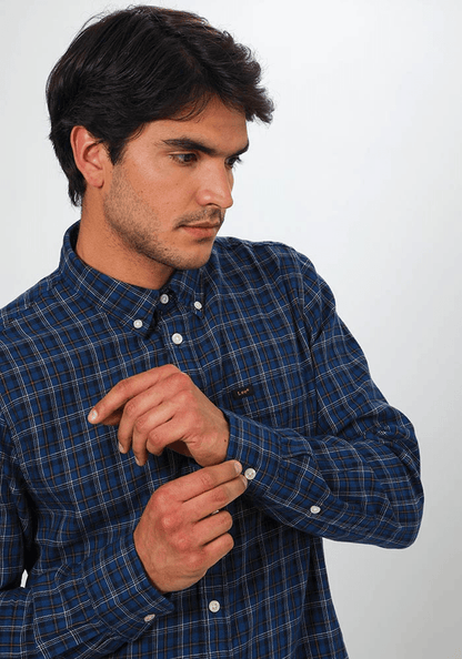 Camisa Hombre Lee® Button Down Washed Blue Check