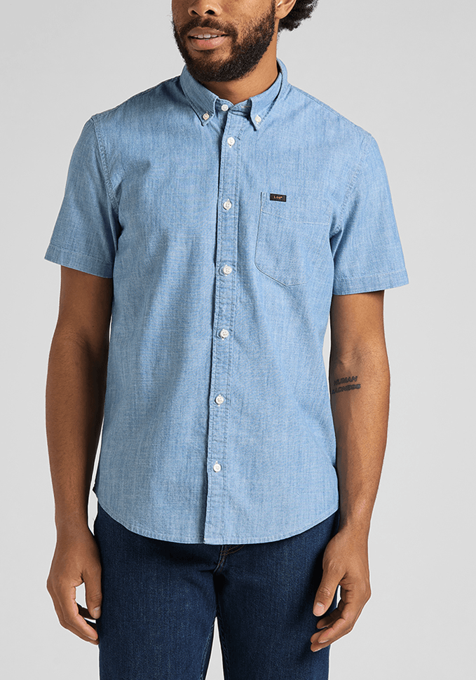 Camisa Hombre Manga Corta Button Down Navy