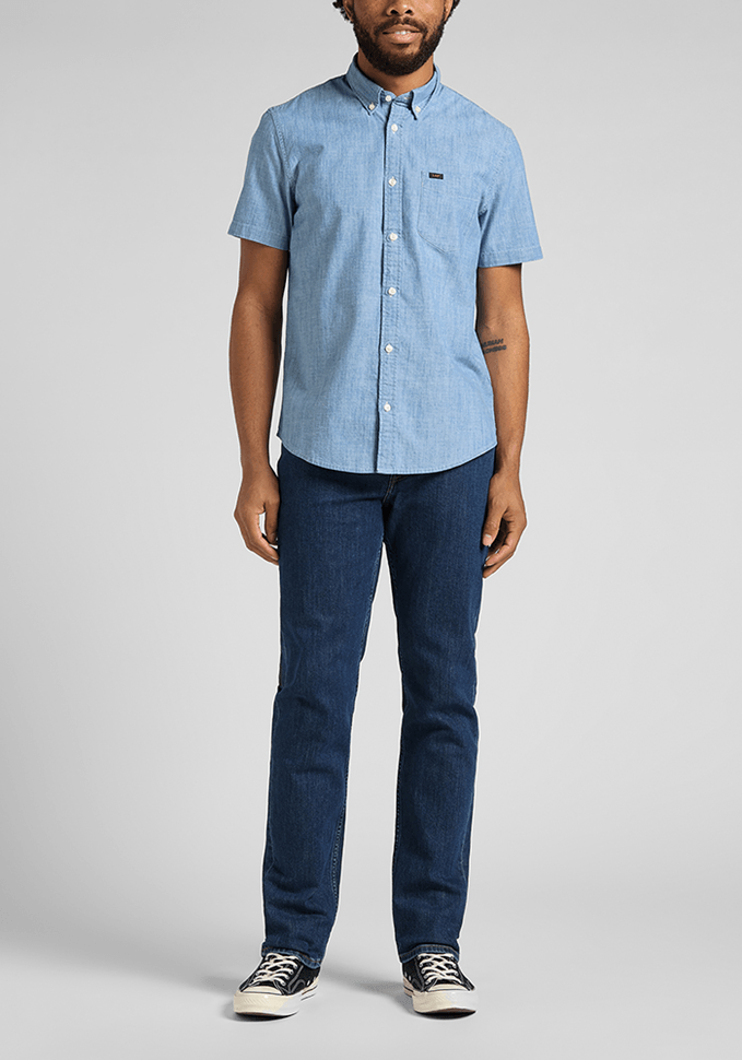 Camisa Hombre Manga Corta Button Down Navy