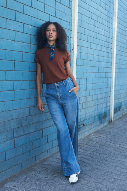 Jeans Mujer Relax Azul Claro Estella A Line