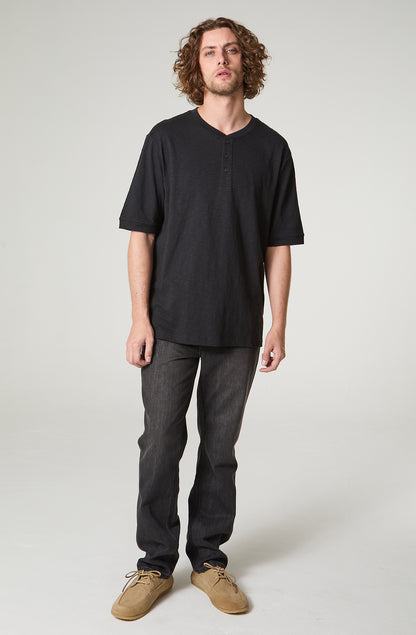 Polera Hombre Henley Regular Fit Negro