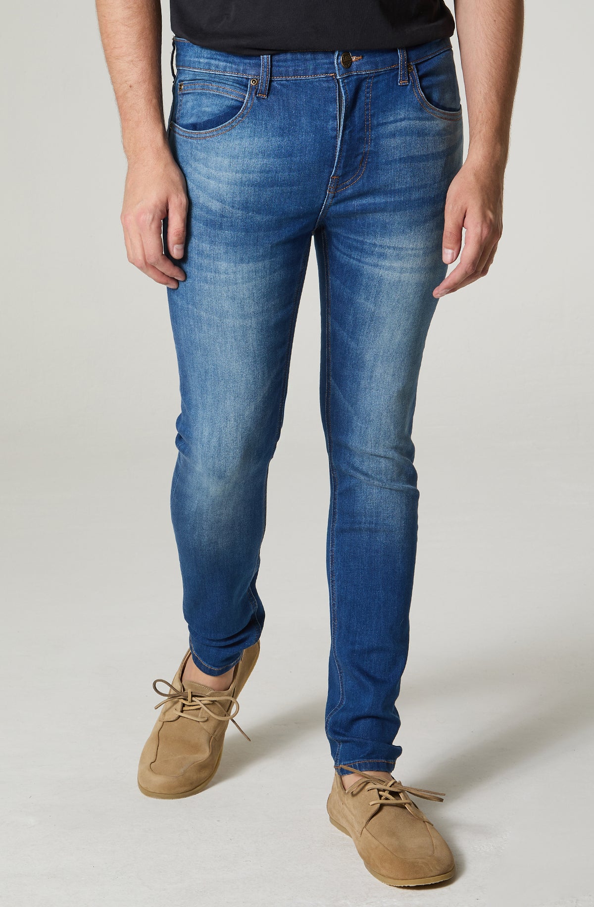 Jeans Hombre Malone Skinny Fit Mid Stone Worn