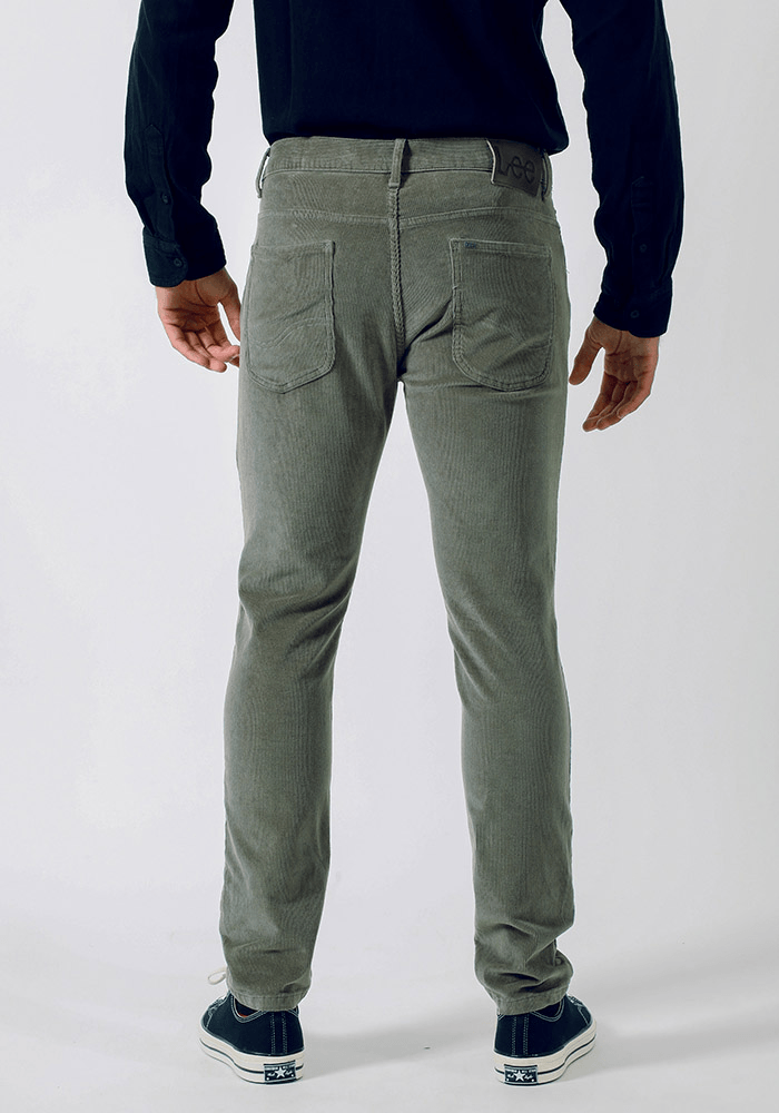 Pantalón Hombre Luke Slim Fit Cotelé Verde Militar