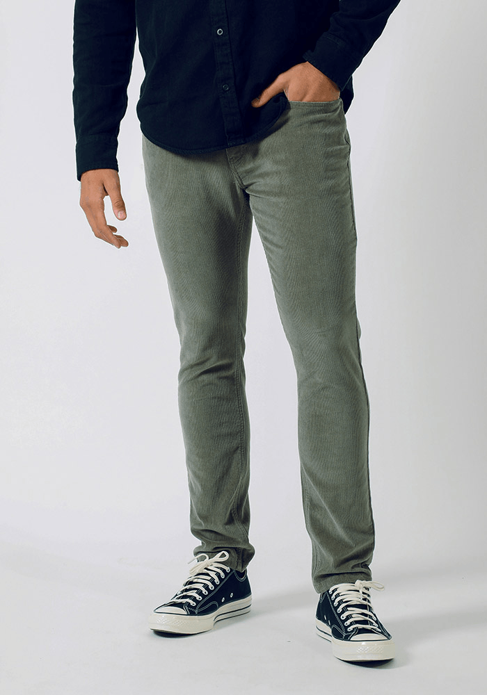 Pantalón Hombre Luke Slim Fit Cotelé Verde Militar