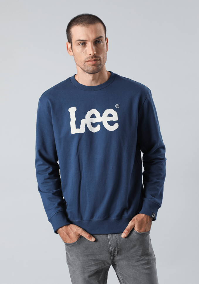 Polerón Hombre Wobbly Logo Crew Blue Denim