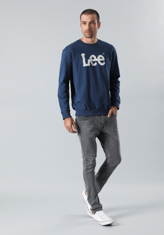 Polerón Hombre Wobbly Logo Crew Blue Denim
