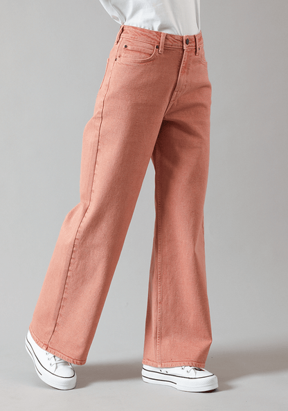 Jeans Mujer Tiro Alto Stella A Line Relaxed Fit Terracotta