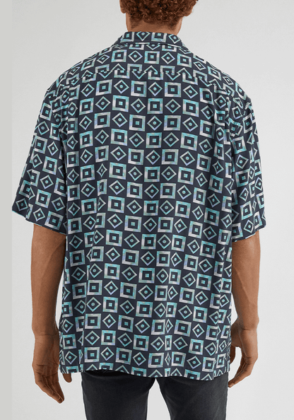 Camisa Hombre Manga Corta Resort Shirt Wash Black