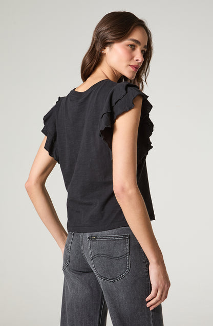 Polera Mujer Con Vuelos Regular Fit Negro