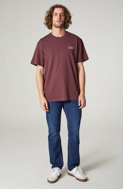 Polera Hombre Cuello Redondo Manga Corta Regular Fit Burdeo