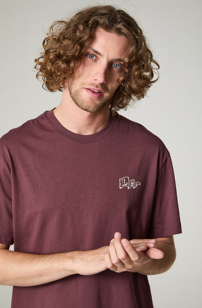 Polera Hombre Cuello Redondo Manga Corta Regular Fit Burdeo