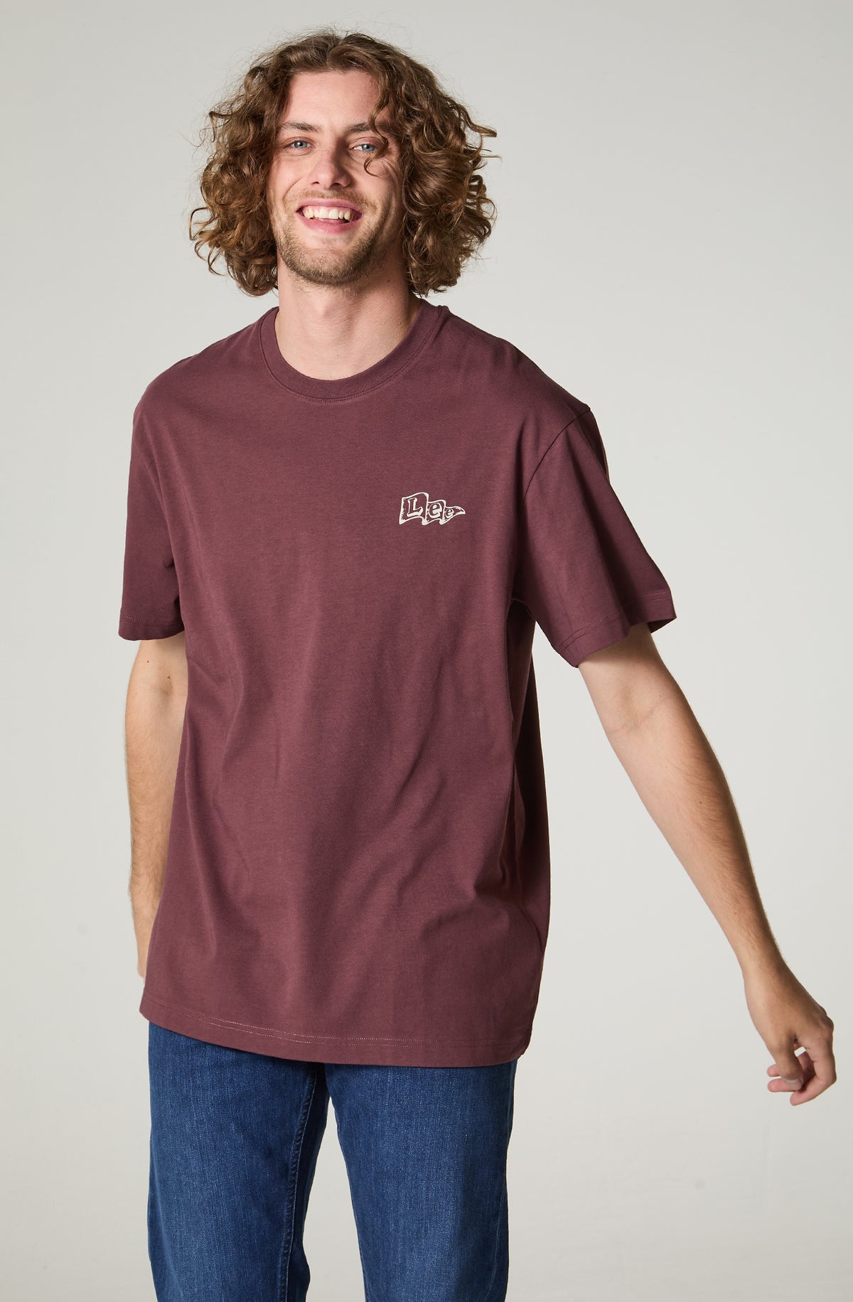Polera Hombre Cuello Redondo Manga Corta Regular Fit Burdeo