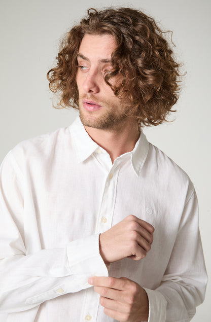 Camisa Hombre Lino Regular Fit Blanco