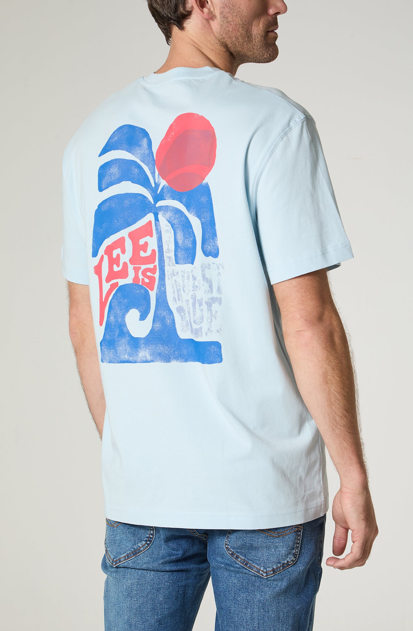 Polera Hombre Patch Regular Fit Celeste
