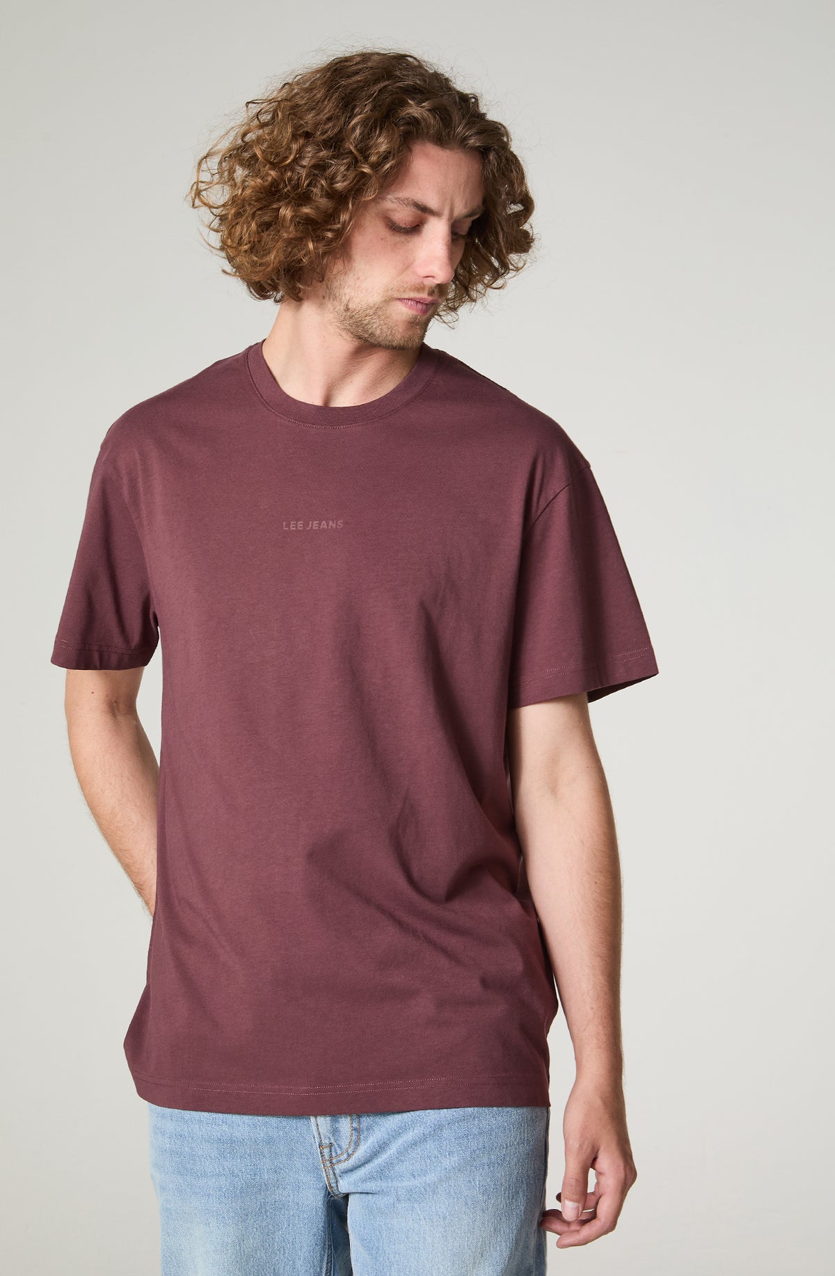 Polera Hombre Manga Corta Regular Fit Palo Rosa